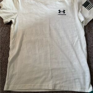 Under Armour Cream Freedom Tee with Flag Detail